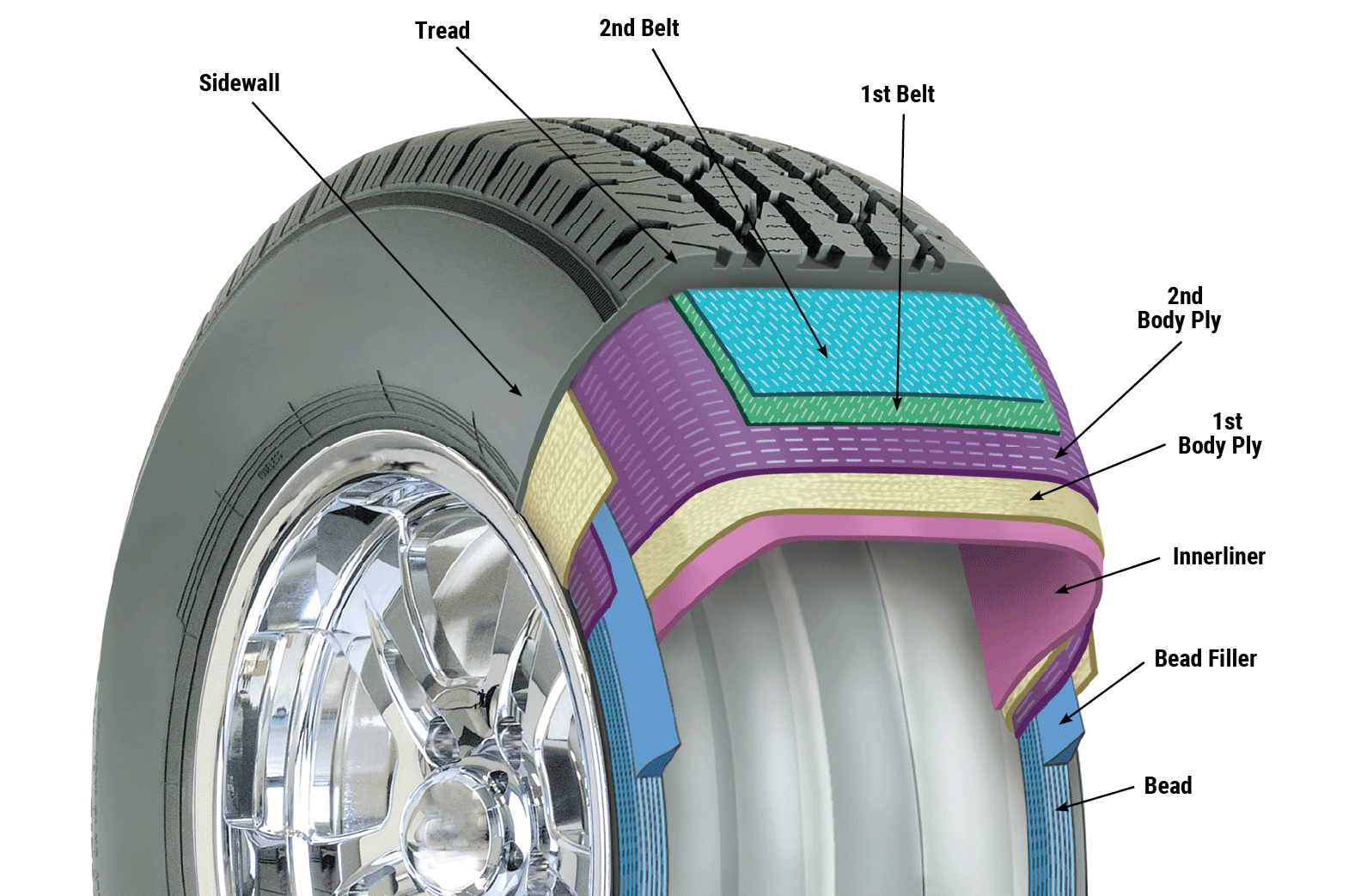 Cutaway diagram of a tire