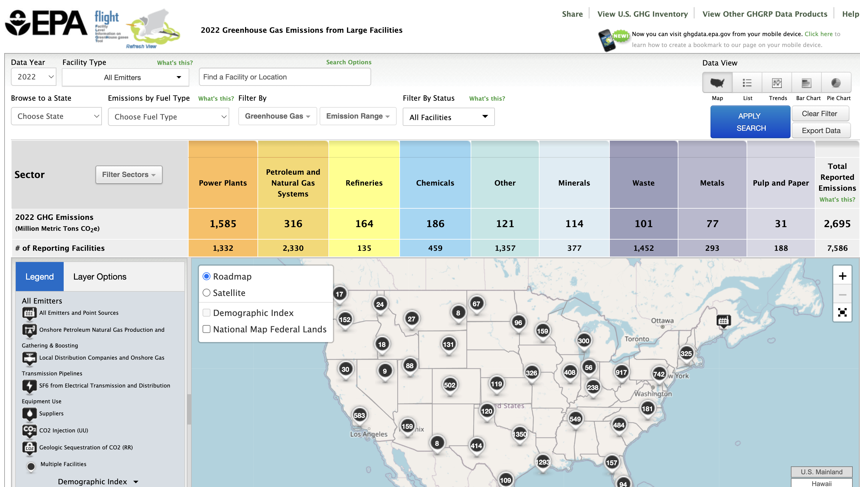 EPA GHG Map