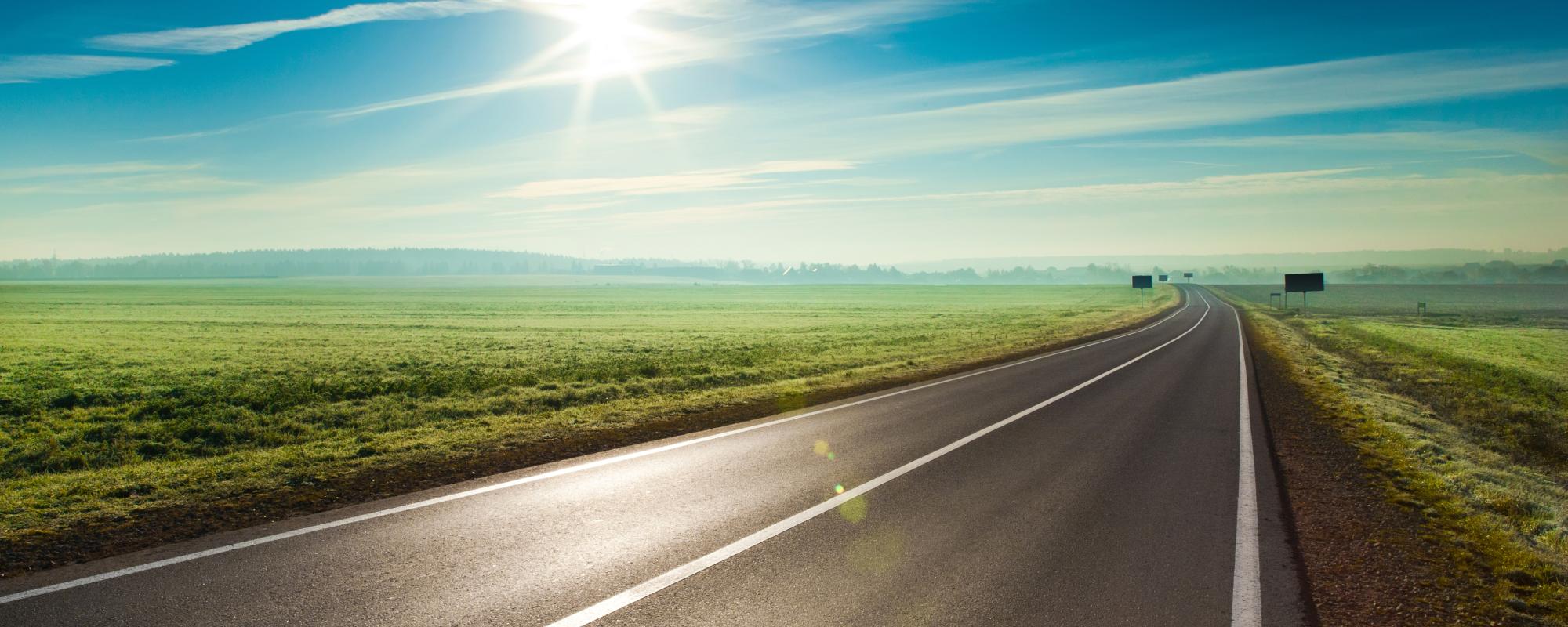 Beautiful sunny road in the morning