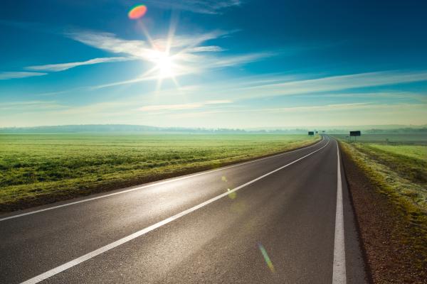 Beautiful sunny road in the morning