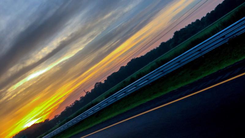 Road and sunset